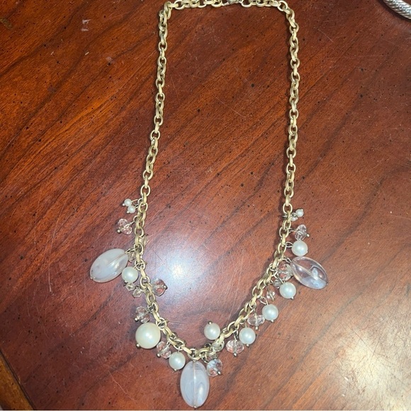 Banana Republic Statement Necklace Chunky Teardrop Tone Chain Bib 19” - Picture 2 of 7